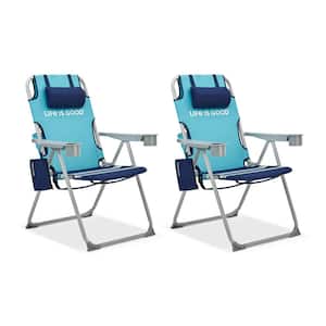 Life is Good Backpack Lawn Chairs Blue Turtle Aluminum Folding Lawn Chair