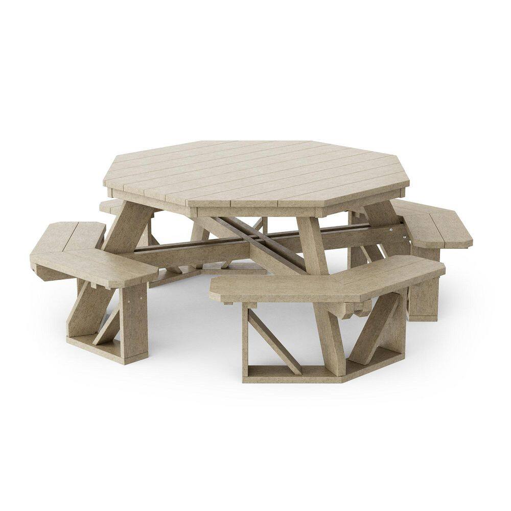 Heritage 87 in. Weathered Wood Octagon HDPE Plastic Picnic Table Seats 8 People price history on PriceWatchPro