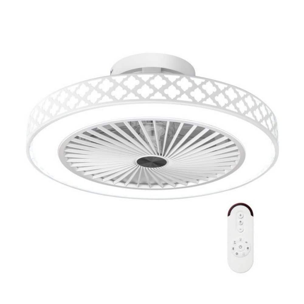 19 in. White White Flush Mount Modern Ceiling Fan with Integrated LED Light Kit with Remote Included price history on PriceWatchPro