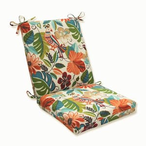 Tropic Floral Outdoor/Indoor 18 in. W x 3 in. H Deep Seat, 1 Piece Chair Cushion and Square Corners in Ivory Lensing