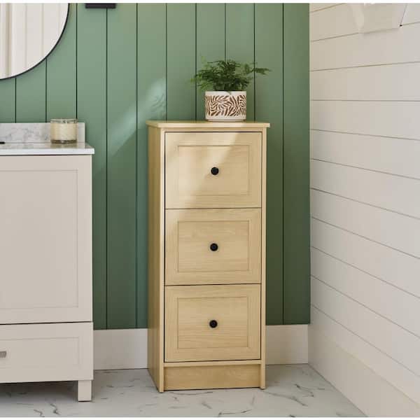 16 in. W  x 15 in. D x 38 in. H Natural Oak Freestanding Floor Linen Cabinet