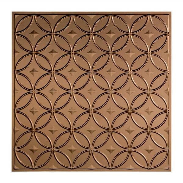 Fasade Rings 2 ft. x 2 ft. Vinyl Lay-In Ceiling Tile in Argent Bronze