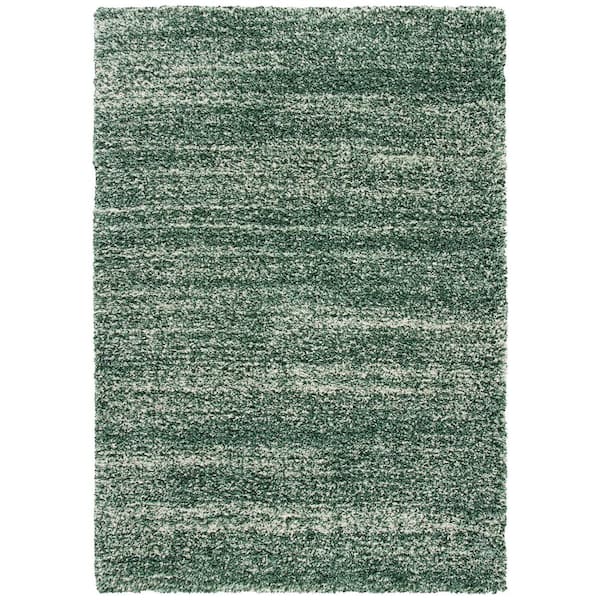 Hudson Shag 5 ft. x 8 ft. Green/Ivory Solid Marle Area Rug