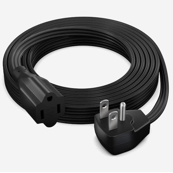 12 ft. 14/3 Medium/Heavy Duty Indoor Extension Cord Flat Plug Flat Wire, 15Amps, Black