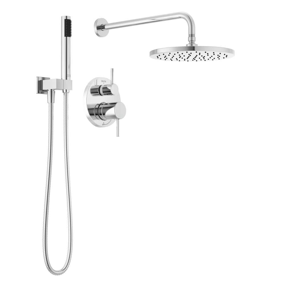 Delta Modern 1-Spray Raincan Wall Mount Fixed and Handheld Shower Head 1.75  GPM in Chrome 342702 - The Home Depot