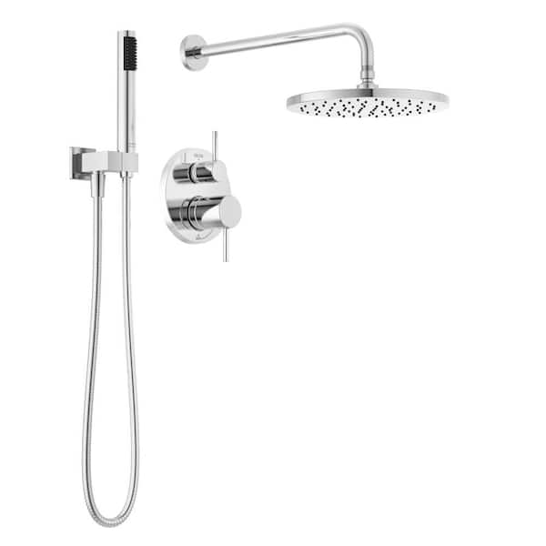 Delta Modern 1-Spray Raincan Wall Mount Fixed and Handheld Shower Head ...