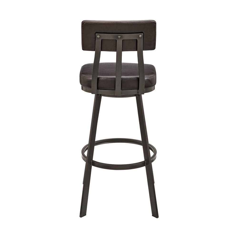 Brown Metal Swivel Adjustable Faux Leather Counter Stool