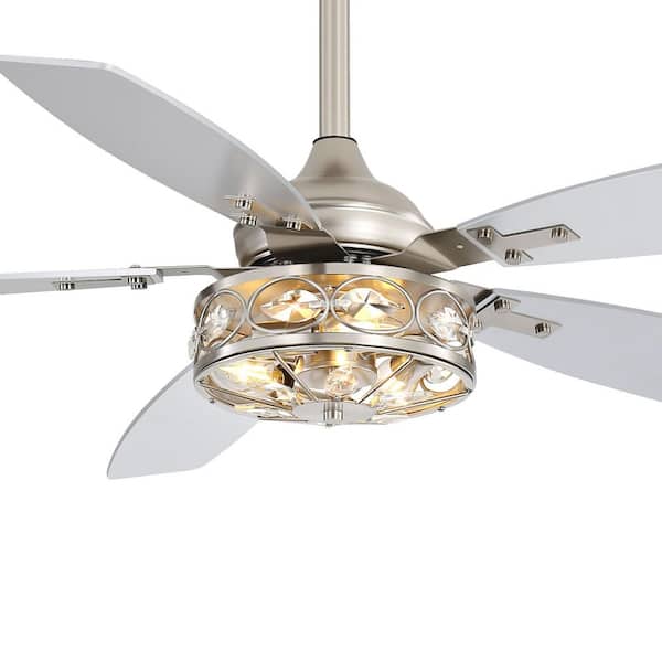 Breezary 48 in. Indoor Satin Nickel Standard Ceiling Fan with Enclosed Light Kit and Remote Control Included