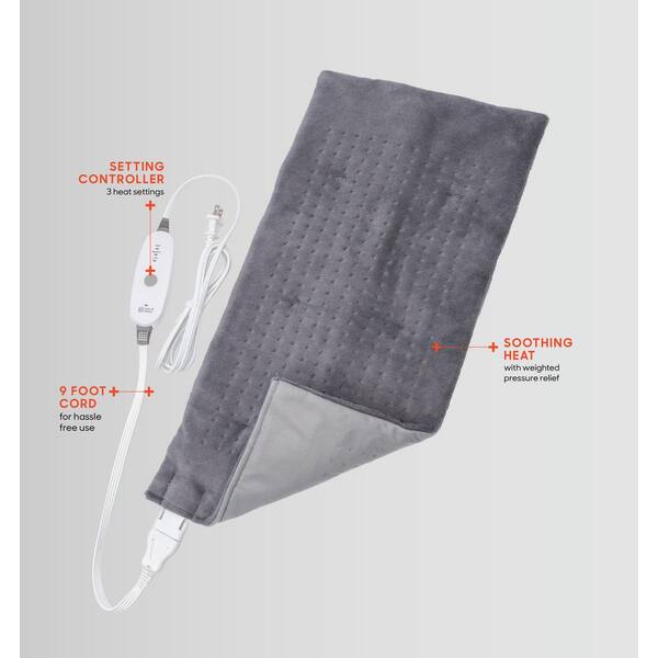 CALMING HEAT 13.78 in. W X 25.59 in. D Weighted Heating Pad in Gray  CWT01106 - The Home Depot