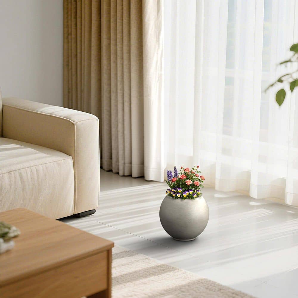 11in. Medium Concrete Round Planter / Pot with Enhanced Interior with drainage holes Indoor Outdoor Pot, Stone Gray price history on PriceWatchPro