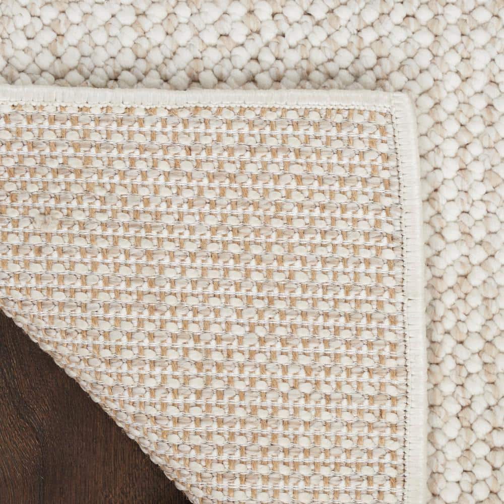 Ivory Beige Rectangular Synthetic 8' x 10' Easy Care Rug