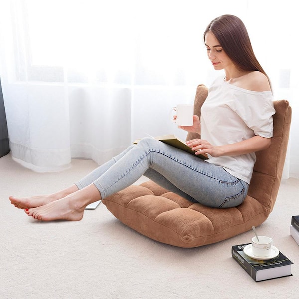 Apricot Adjustable 14-Position Floor Chair, Padded Gaming Chair Lazy Recliner