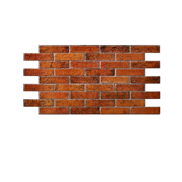 3 ft. x 1.5 ft. x 3/16 in. Red Brick Faux3D PVC Wall Panels for Interior Decor (10-Pack)