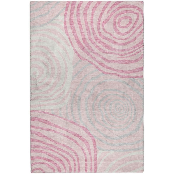 Dream Shag Premium Machine Washable Abstract ADS765 Pink 5 ft. x 7 ft. 6 in. Area Rug