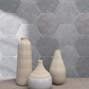 Dakota Hexagon 7.87 in. x 9.45 in. Matte Base Grafito Porcelain Floor and Wall Tile (10 sq. ft./Case)