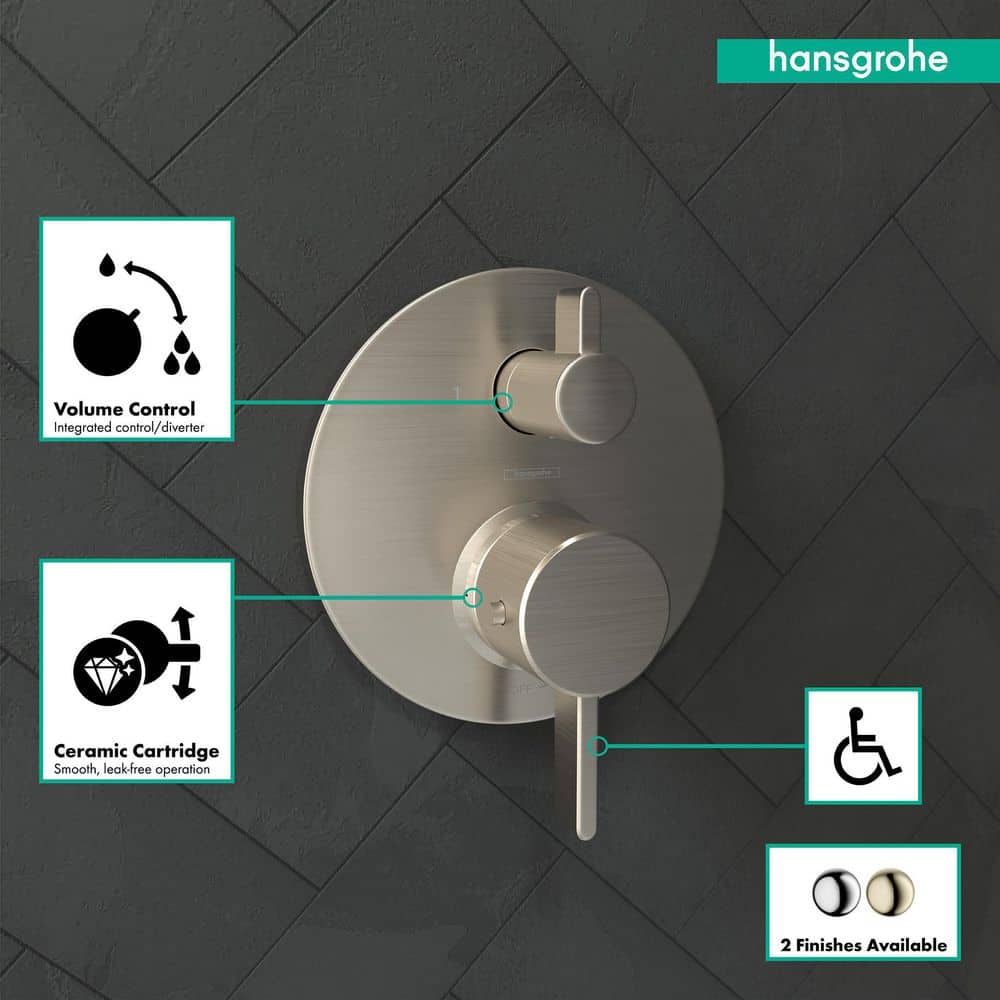 Ecostat Modern Brushed Nickel Thermostatic Shower Trim with Lever Handle