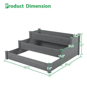 Elevated Flower Box 48.6 in. L x 48.6 in. W x 21 in. H Large Capacity Gray Fir Wood Raised Garden Bed