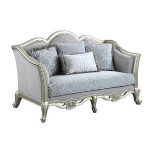 Acme Furniture Qunsia Light Gray Champagne Loveseat with Pillows