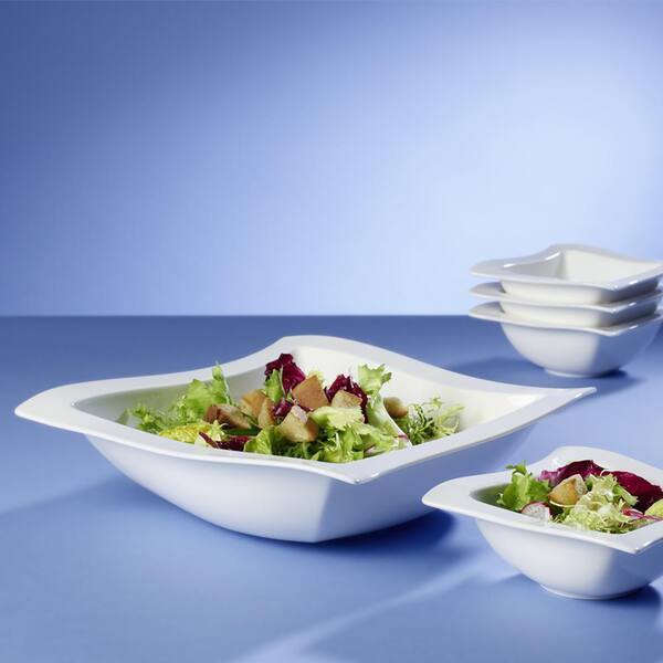 Villeroy & Boch New Wave White Porcelain 13 in. Square Salad Bowl