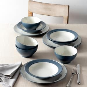 Colorwave Blue 8.5 in., 20 fl. Oz. (Blue) Stoneware Pasta/Rim Soup Bowls, (Set of 4)