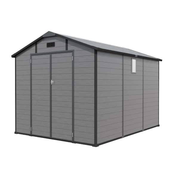 IMAGACFUN Outdoor 8 ft. W x 10 ft. D Resin Storage Shed with