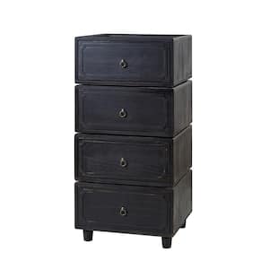 Geraint Black Transitional 2 - Drawer Nightstand with Paulownia Wood Tracks Set of 2