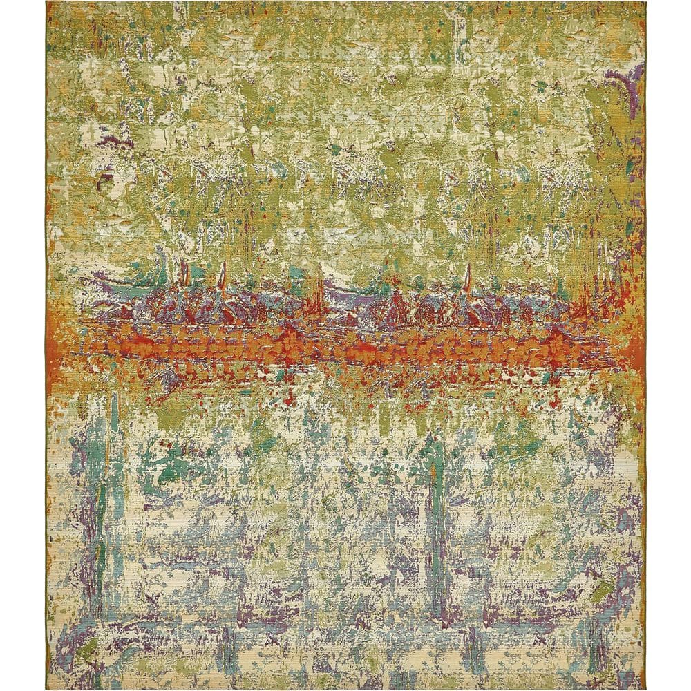 Vibrant Harmony 10' x 12' Multi-Color Abstract Outdoor Rug