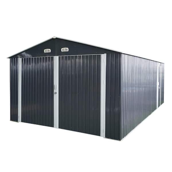 20 x 13 Ft. Outdoor Storage Shed Metal Garage Shed for Car, Lawnmower-Backyard Tool House Building 2 Doors (260 Sq. Ft.)