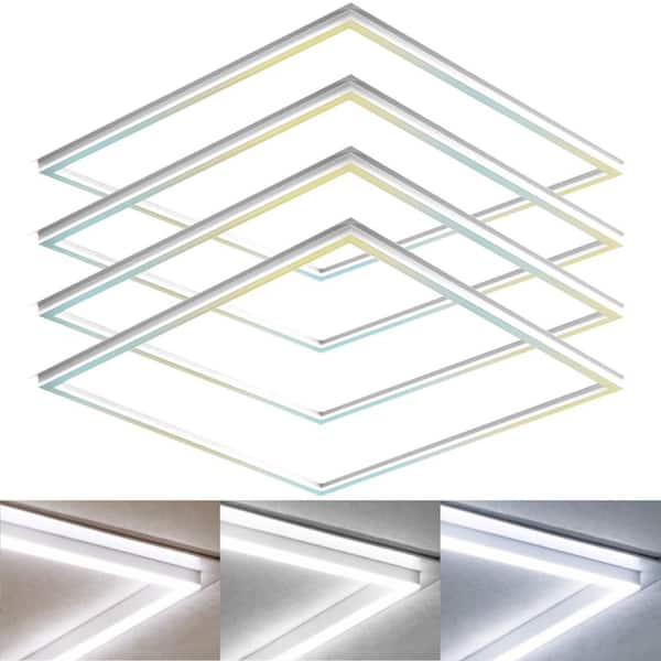 LUXRITE 24 in. x 24 in. 2500/3750/5000 Lumens Integrated LED Panel Lights 20W/30W/40 Watt 3 Color Selectable Damp Rated (4-Pack)