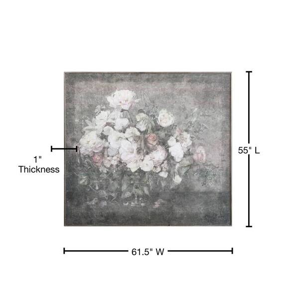 Contemporary Metal Wall Art Decor Picture Wave White Flower Bunch 