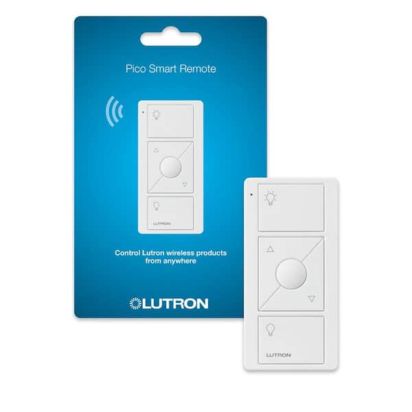 Lutron Pico Smart Remote (3-Button, Dimming) for Caseta Smart Dimmer Switch, White (PJ2-3BRL-WH-L01R)