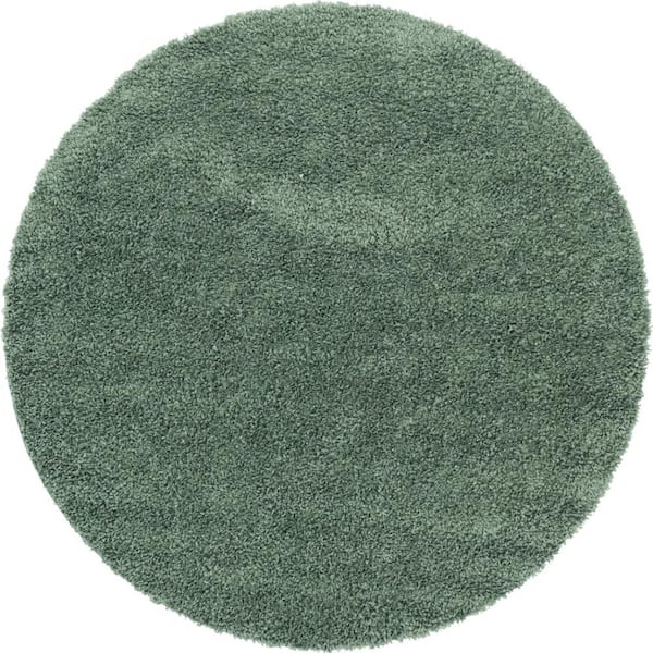 Unique Loom Davos Shag Sage Green 8 ft. x 8 ft. Round Area Rug