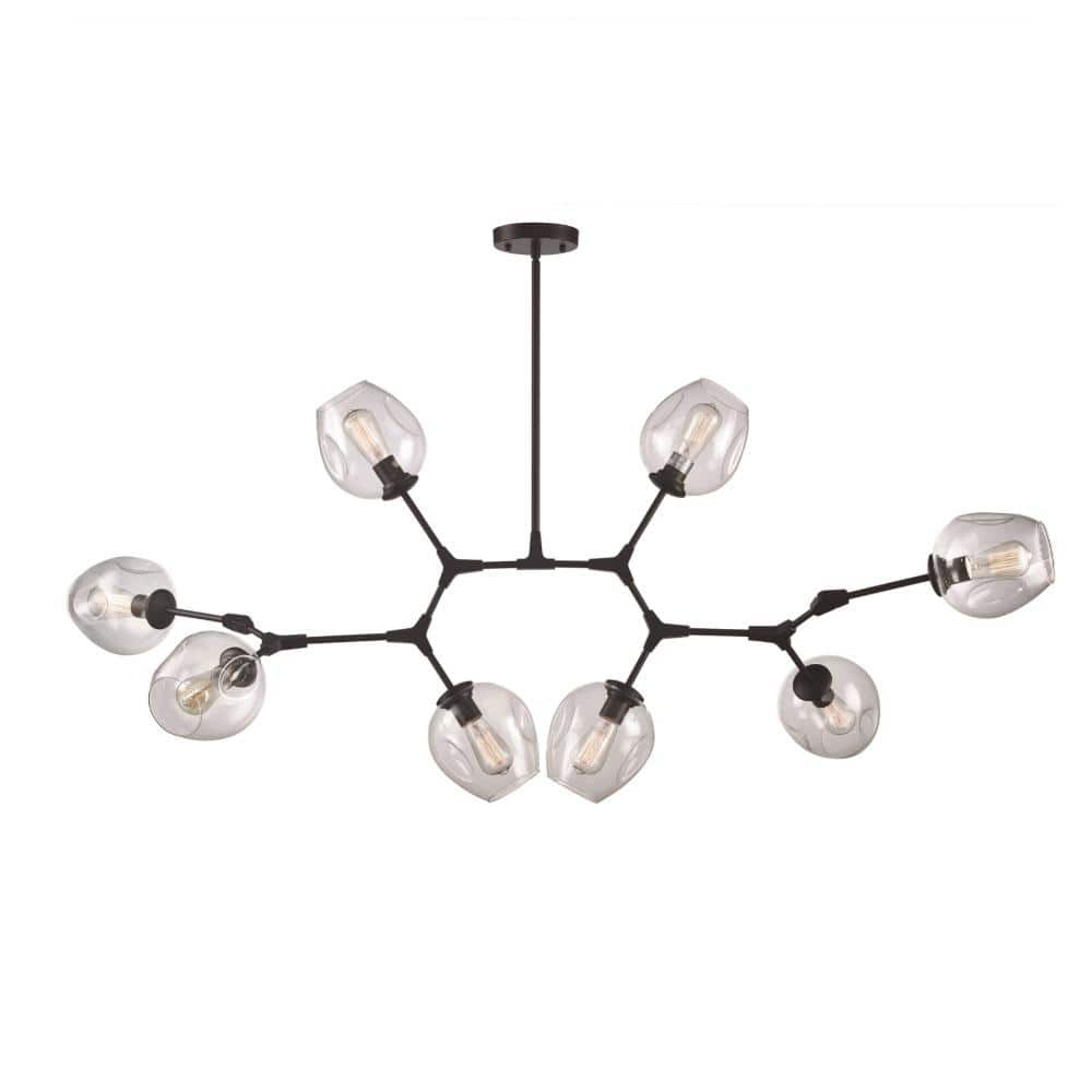 8-Light Black Sputnik Pendant Light Fixture with Clear Glass Shades -  Bel Air Lighting, PND-2093 BK