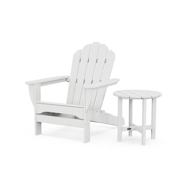 Trex Outdoor Furniture Classic White 2-Piece Plastic Patio Conversation Set in Oversized Adirondack Chair with Side Table Monterey Bay