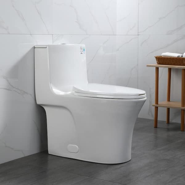 JimsMaison One-Piece 1.1/1.6 GPF Dual Flush Elongated Toilet in Glossy White