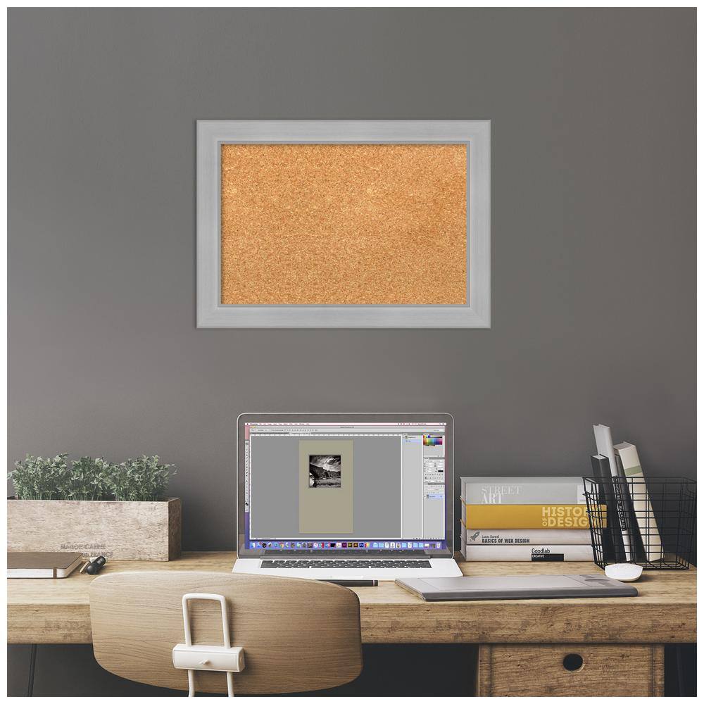 Vista Brushed Nickel Framed Natural Cork Bulletin Board