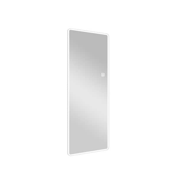 Unbranded 22 in. W x 65 in. H Lighted Wall Mounted Anti-Fog Rectangular Frameless Silver Mirror