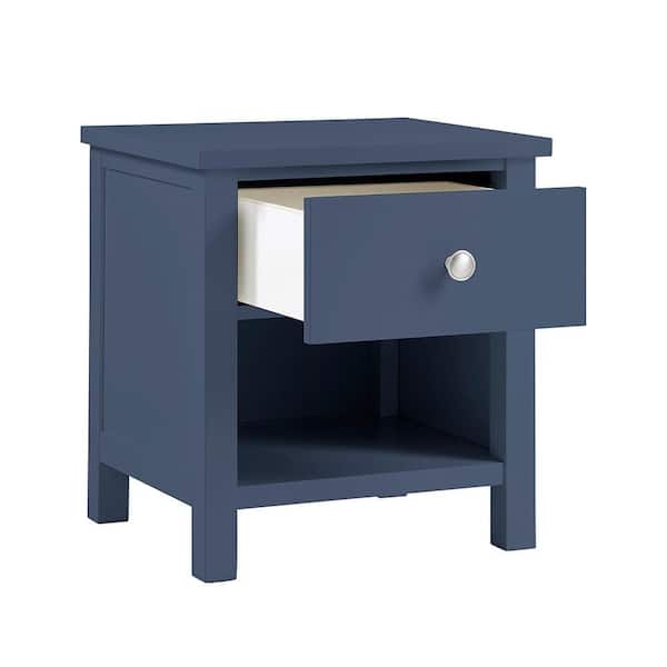 Lazzara Darden Blue Wood Frame 1 Drawer 20 in. Nightstand B2083BU
