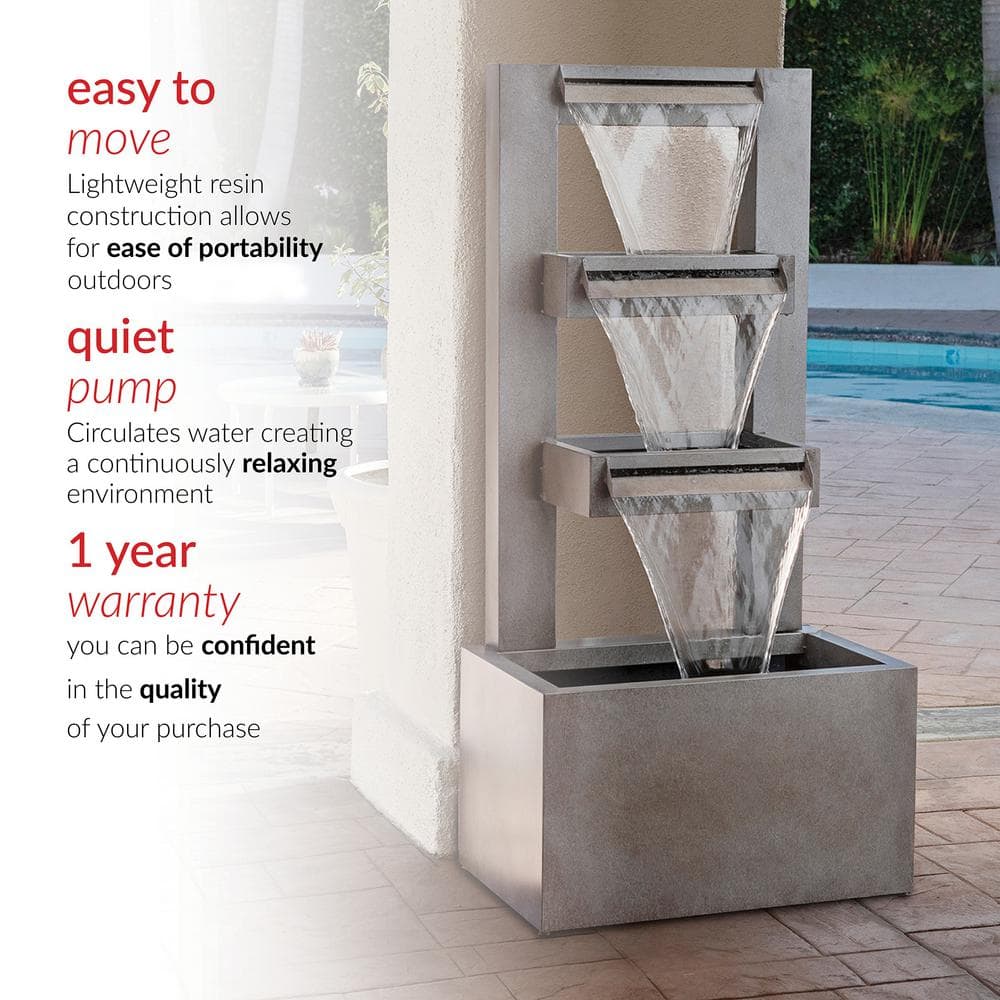 Alpine 43" Zinc Industrial Tiered Waterfall Fountain