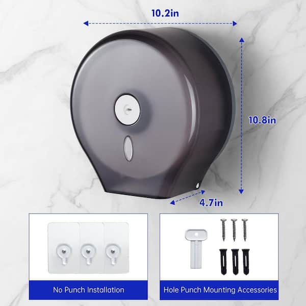 Wall Mount Toilet Paper Holder in Black, Commercial Toilet Paper Dispenser with Secure Lock for Bathrooms Public Spaces