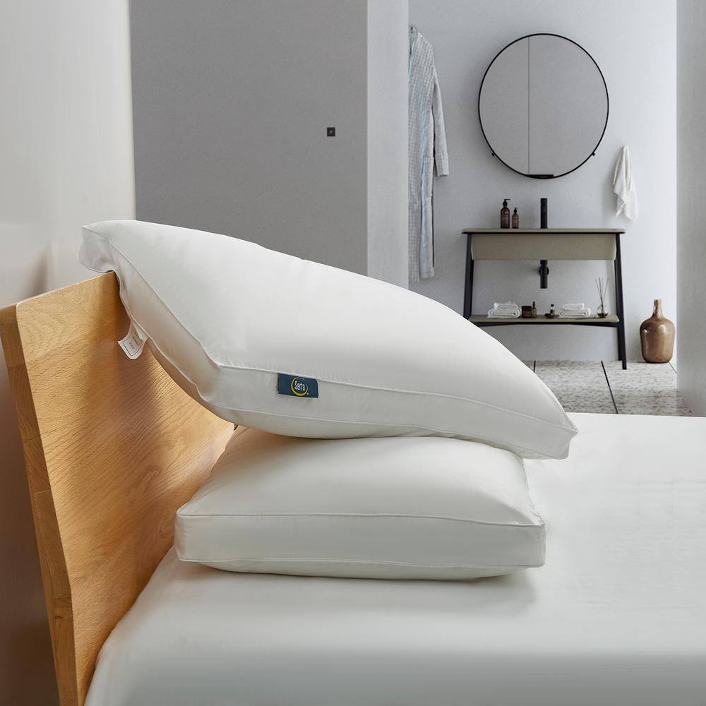 White Goose Feather and Down Fiber Medium Bed Pillow