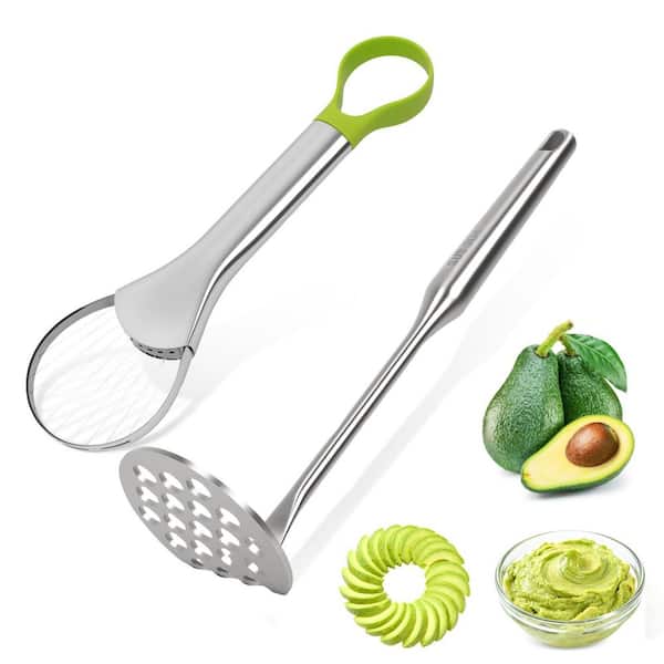 Stainless Steel Avocado Slicer Tool and Avocado Masher, Quickly Slices Thinly and Masher, for Potatoes and Dragon Fruit