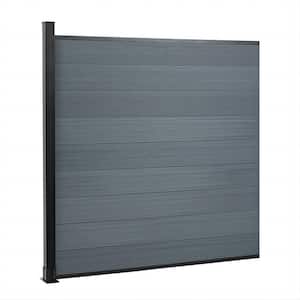 6 ft. H x 6 ft. W Outdoor Grey Composite Fence Panel with One Aluminum Post Garden Fence