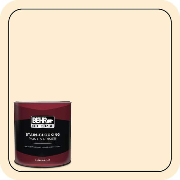 BEHR ULTRA 1 qt. #370C-2 Custard Cream Flat Exterior Paint & Primer