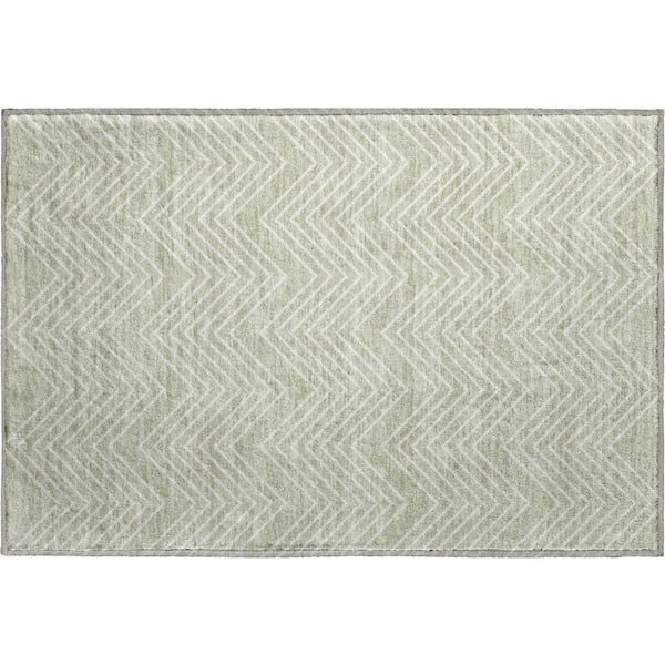 Mayfield Premium Machine Washable Abstract AMF2390 Celery 3 ft. x 4 ft. Area Rug