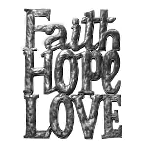 Indoor/Outdoor Faith Hope Love Inspirational Haitian Steel Drum Wall Art