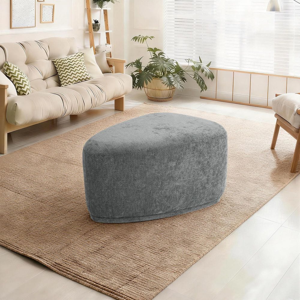 Uixe 27 in. Wide Modern Rock Gray Cheese Block Design Chenille