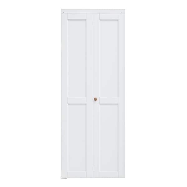 CALHOME 24 in. x 80 in. 2 Panel White Painted MDF Composite Hollow