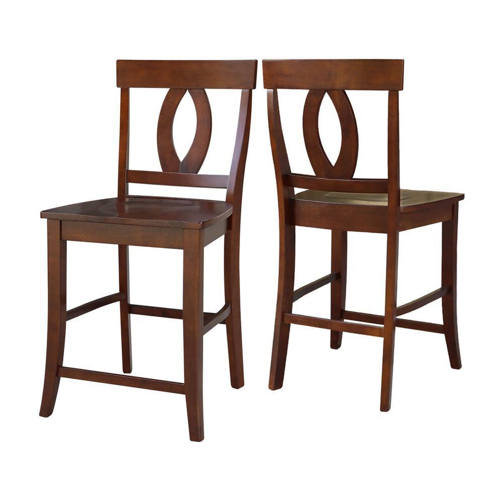 Elegant Roma Solid Hardwood Counter Height Barstool in Espresso