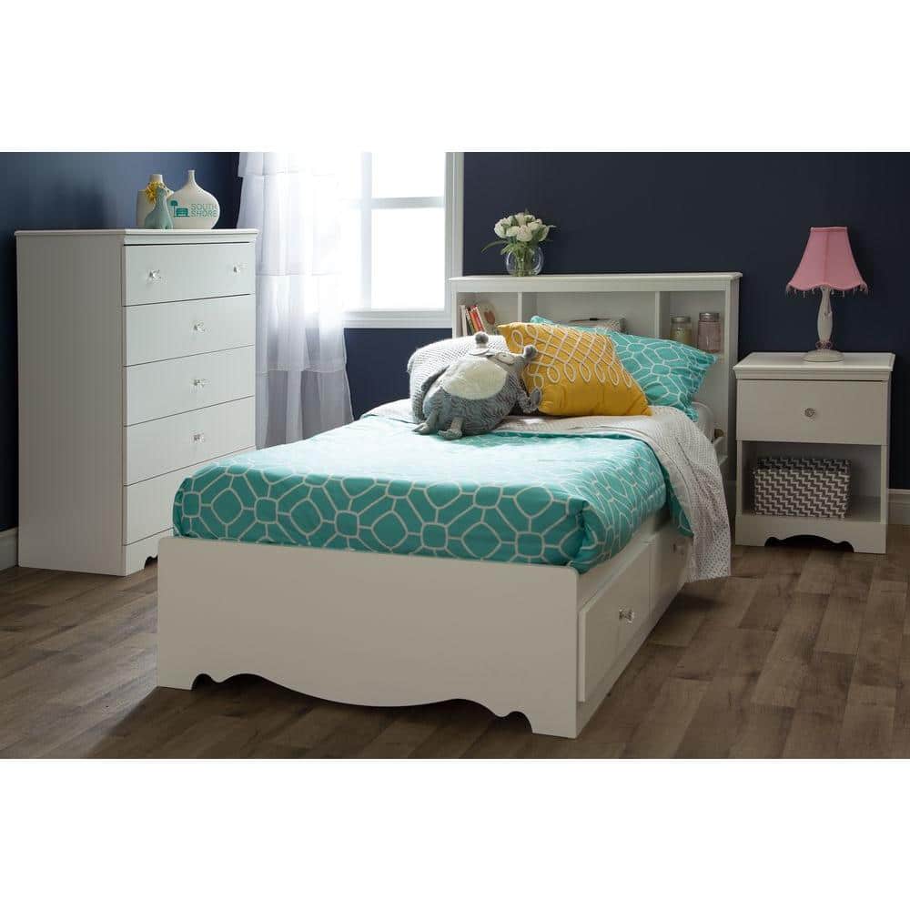 Elegant Crystal Double 5-Drawer Chest in Pure White